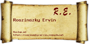 Roszinszky Ervin névjegykártya